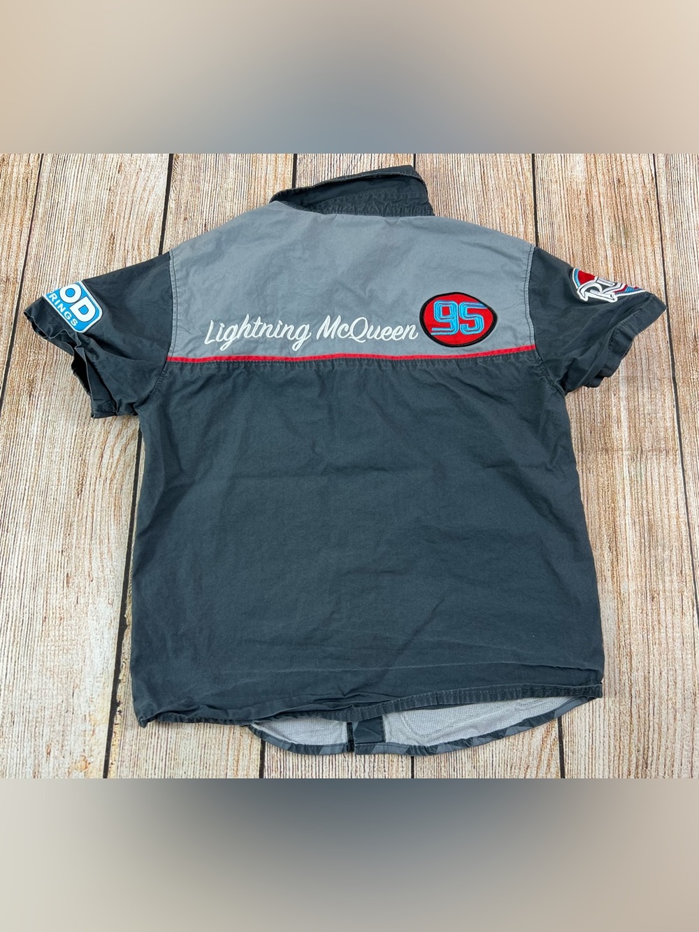 Disney Pixar Cars Lightning McQueen Woven Mechanic's Shirt Kids Youth Size 5/6 - Picture 2 of 5